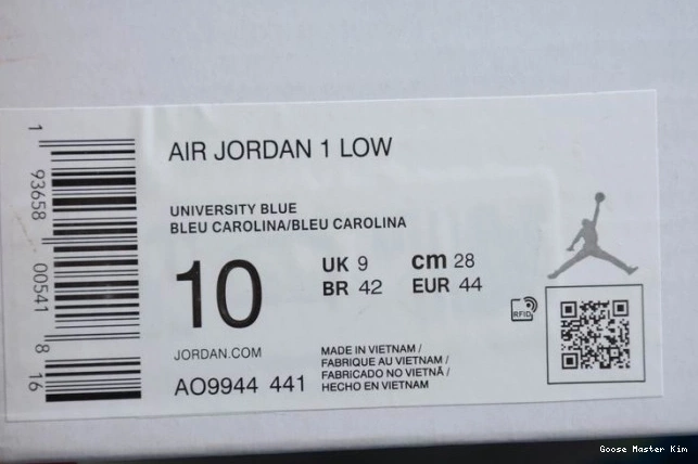 (W) Jordan UNC 1 Air AO9944-441 Low 0718